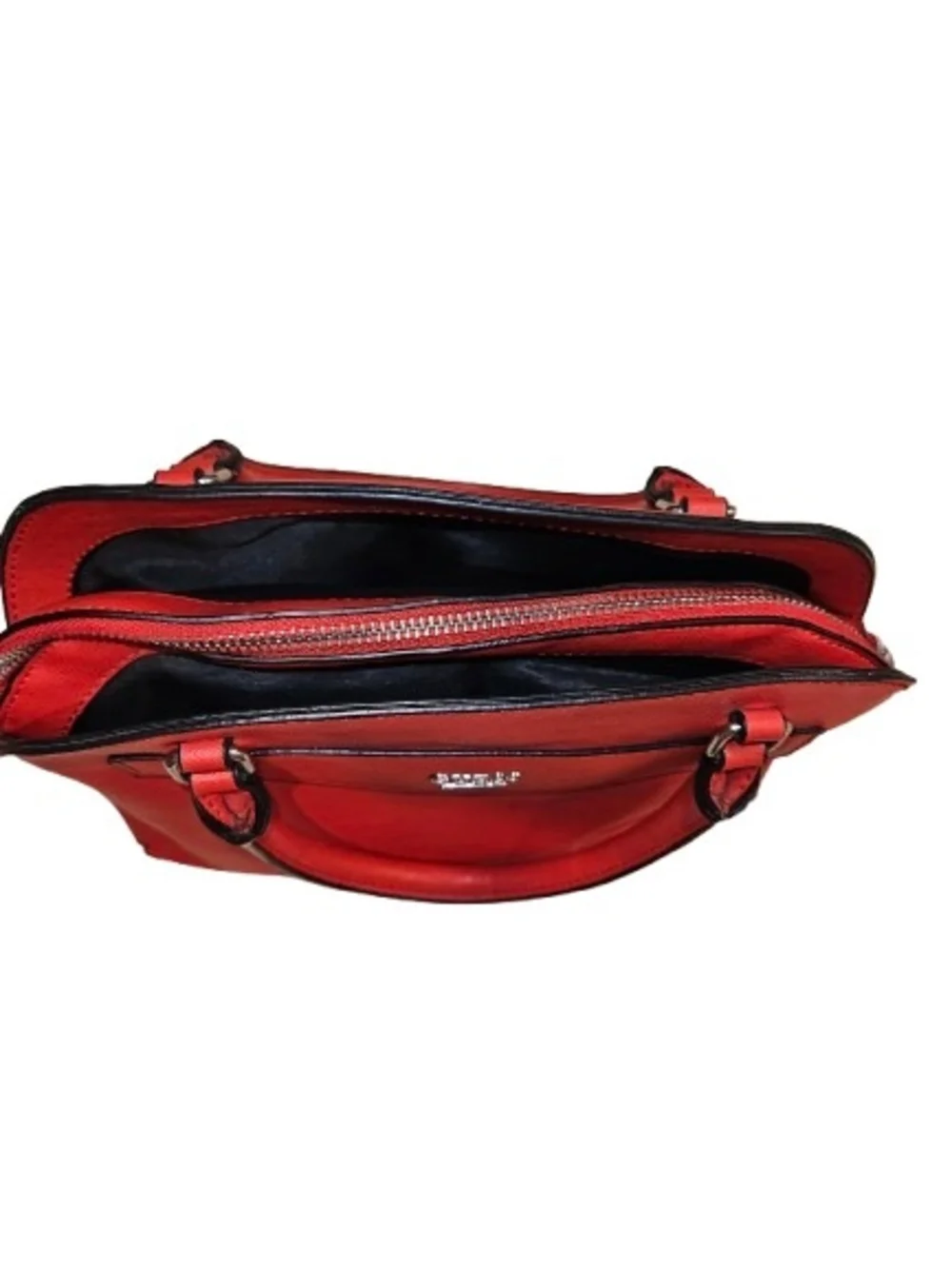 GUESS Red Saffiano Dome Satchel Crossbody Top Handle Purse Structured Bag